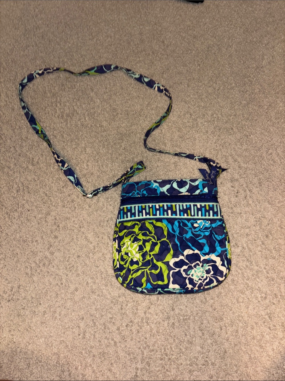 Vera Bradley Floral Quilted Crossbody in Navy, Teal & Lime